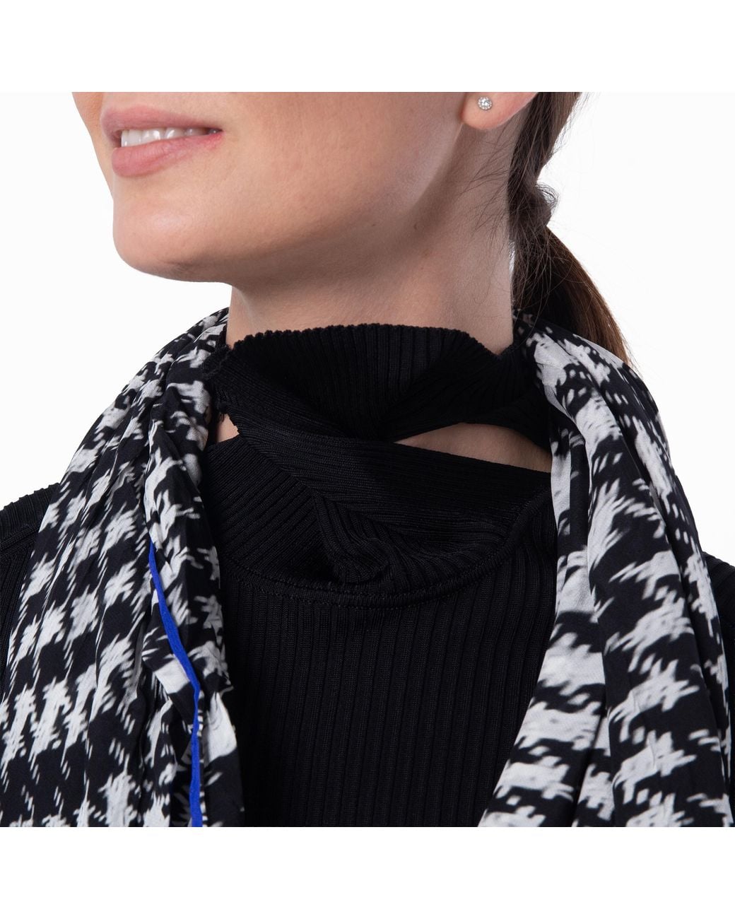 Burberry Blue Scarf Rib Knit Sweater