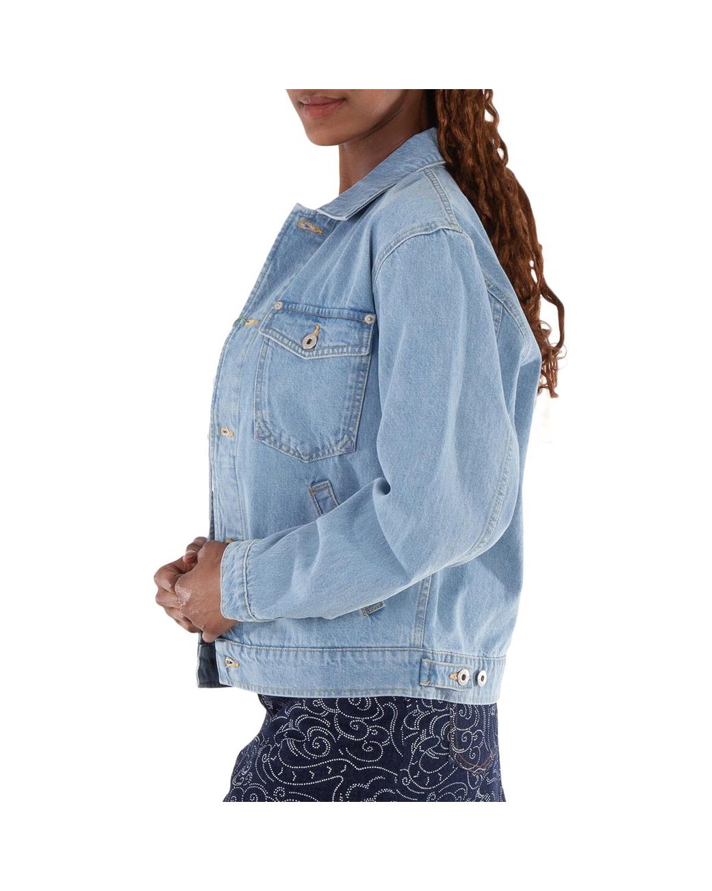 KENZO Blue Embroidered Trucker Long Sleeve Jacket for men