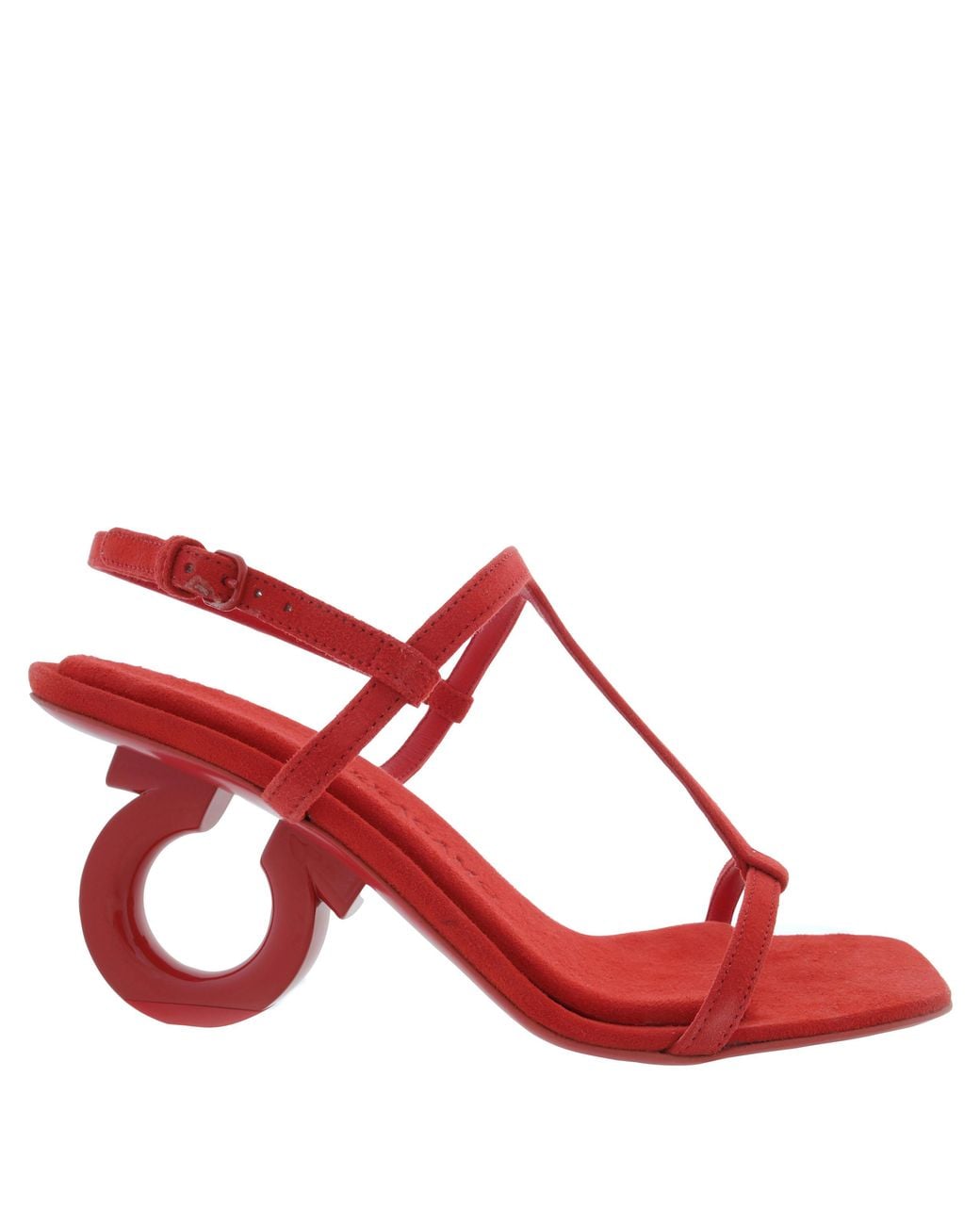Ferragamo Red Ferragamo Elina Gancini Heel Sandals