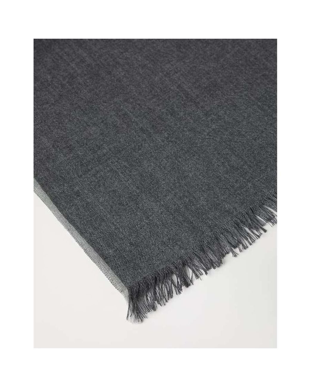 Brunello Cucinelli Gray Wool Silk Scarf for men