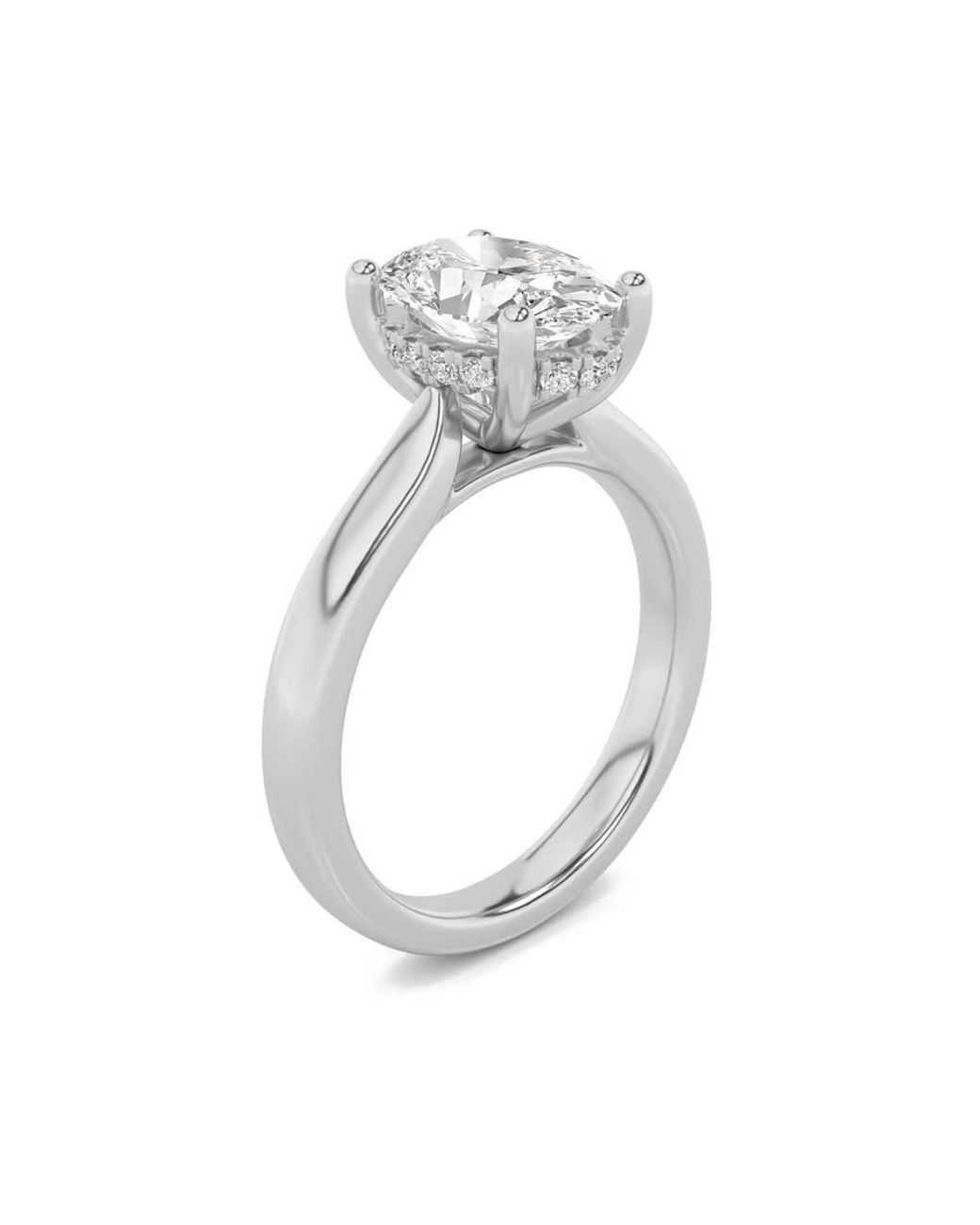 Mure And Co White 1.5Ctw Oval Shaped Lab Grown Diamond (F/Vs) Hidden Halo Cathedral Shank Engagement Ring for men