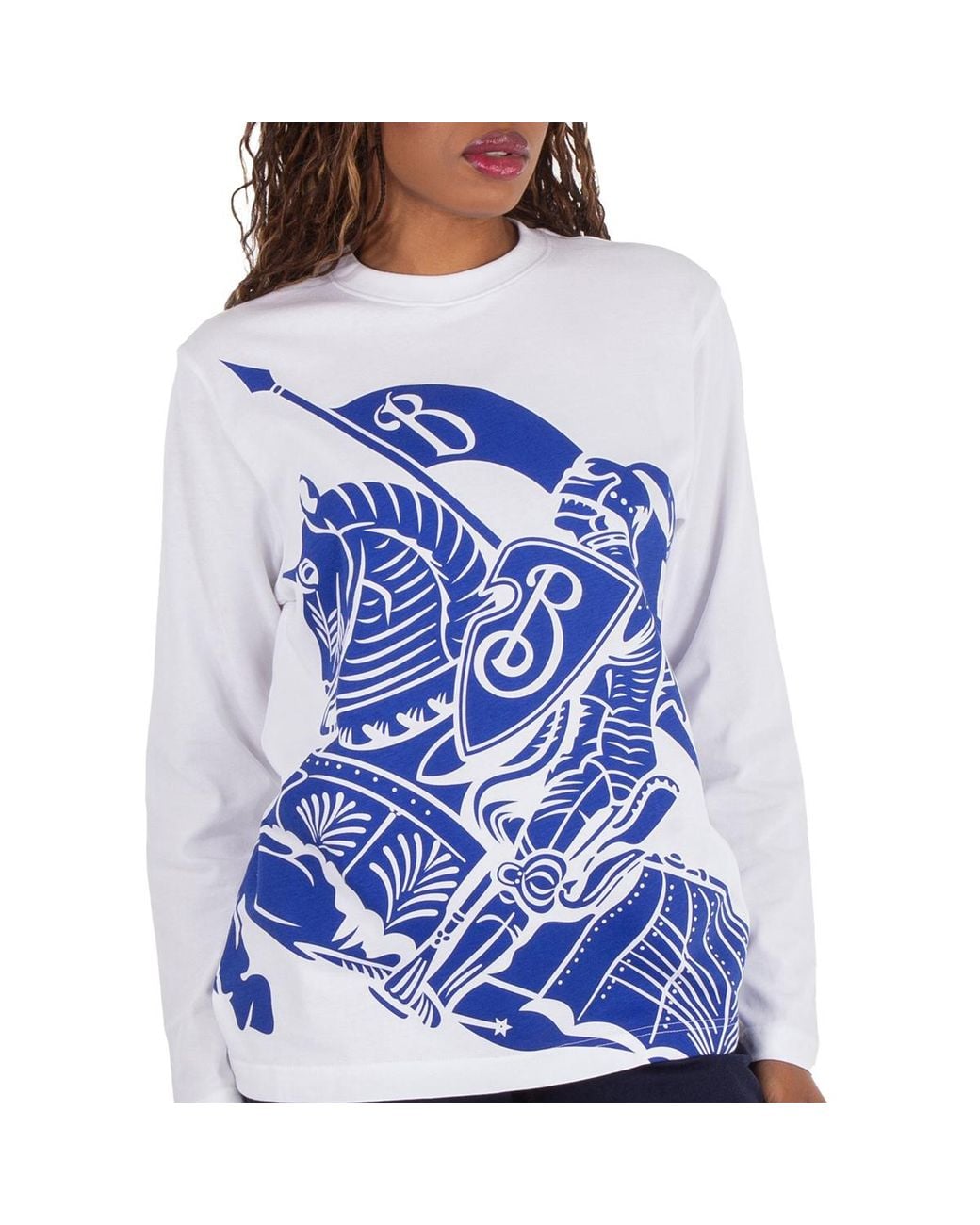 Burberry Blue Ekd-Print Cotton T-Shirt for men