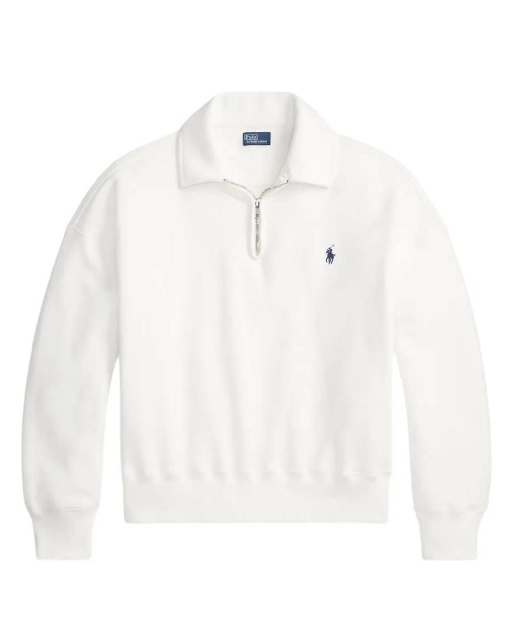 Polo Ralph Lauren White Fleece Quarter-Zip Sweatshirt for men