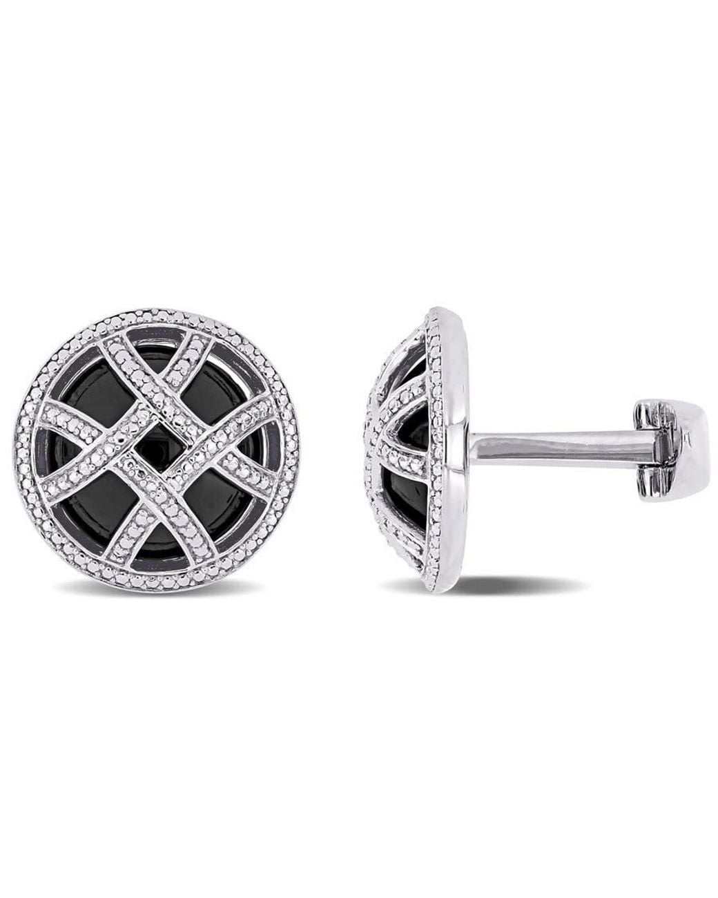 Amour Metallic 17 Ct Tgw Onyx Cufflink for men