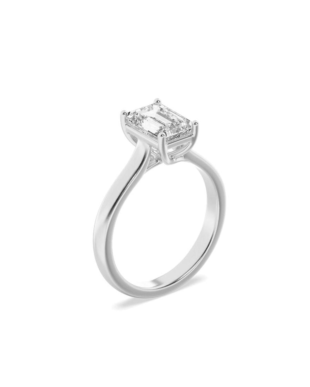Mure And Co White 1Ctw Emerald Shaped Lab Grown Diamond (F/Vs) Plain Cathedral Trellis Shank Solitaire Engagement Ring for men