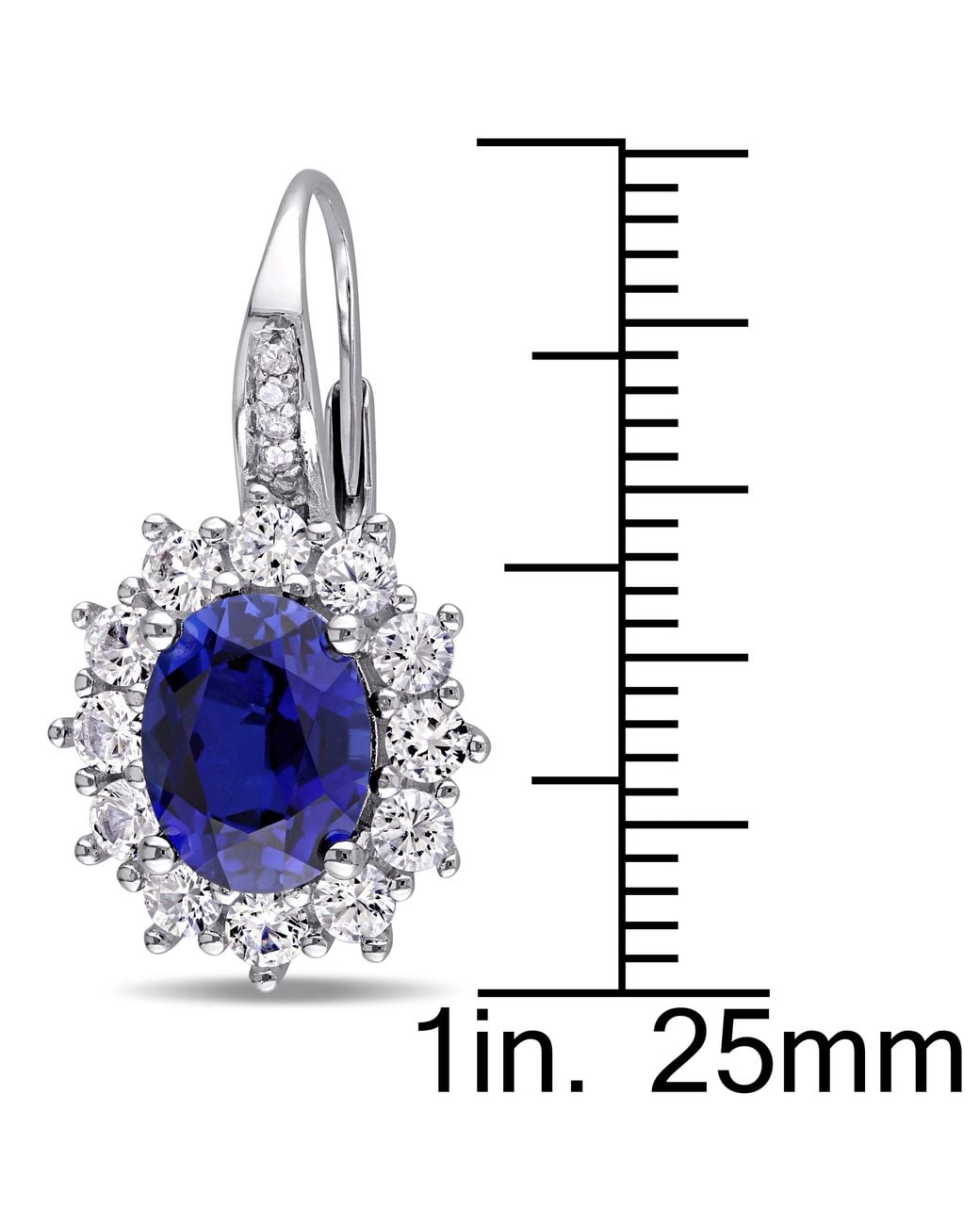 Amour Blue Halo Diamond And 8.06 Ct Tgw Created And Sapphire Leverback Earrings for men