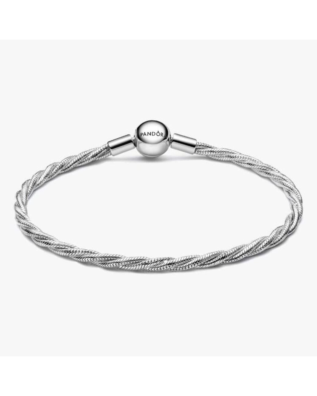 Pandora Metallic Ladies Round Clasp Twisted Snake Chain Bracelet for men
