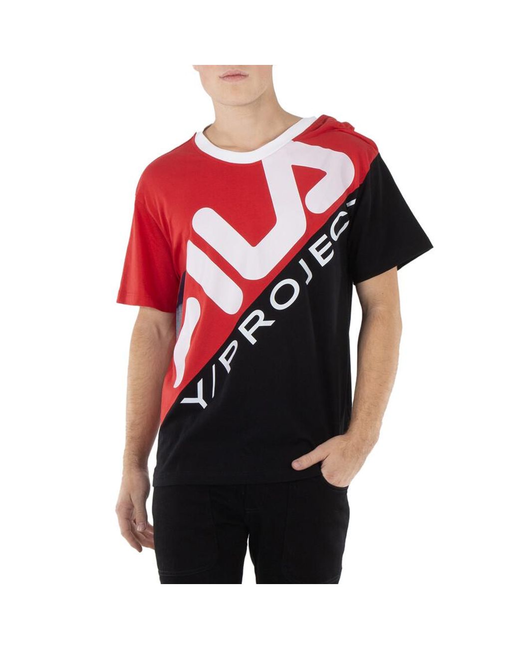 y/proje×FILA タンクトップ Y. Project Y/Project Fila Clip Shoulder Cotton T-Shirt in Red for