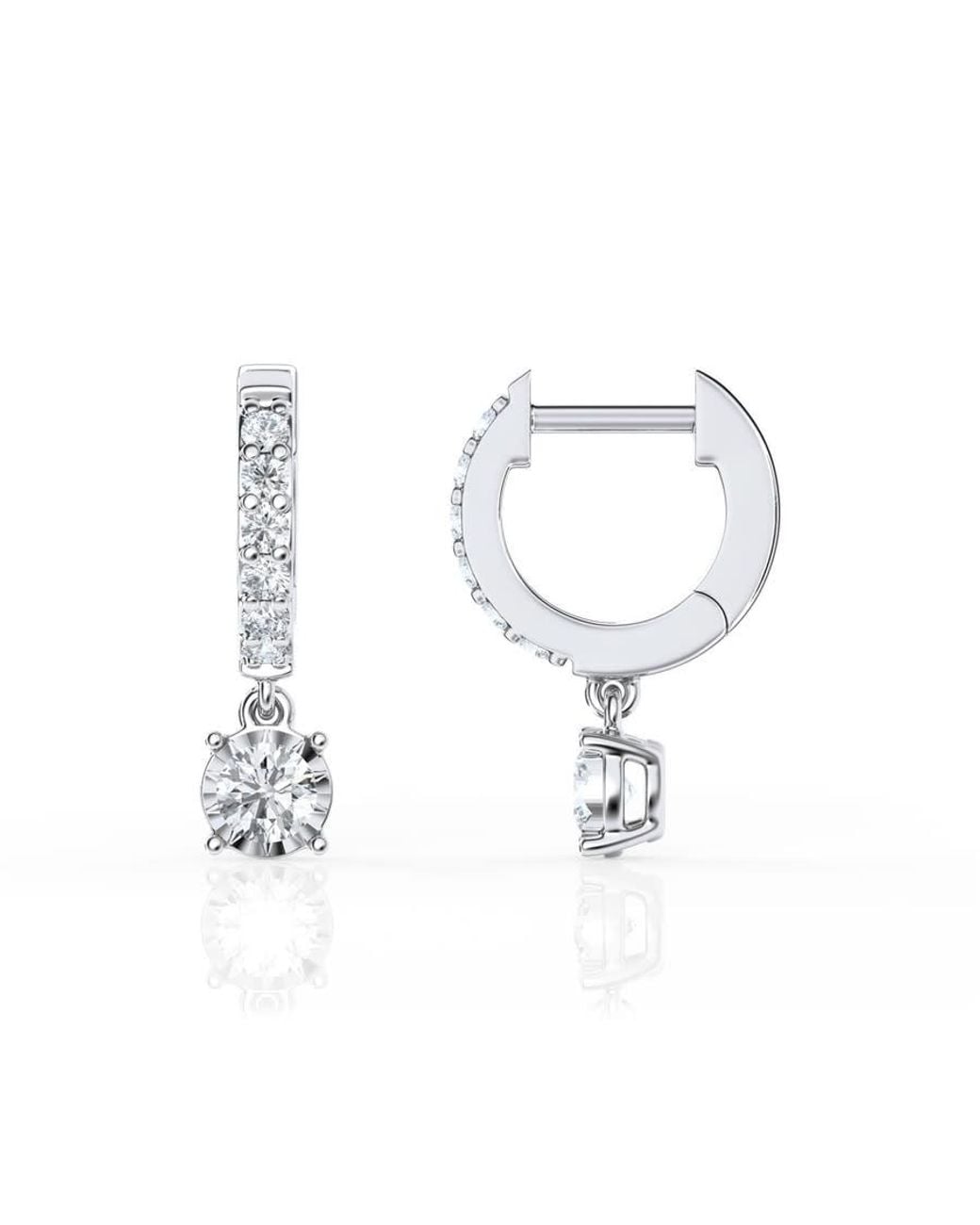 Brilliant Diamond White 1/2 Carat Lab Grown Diamond Dangle Drop Huggie Hoop Earrings for men