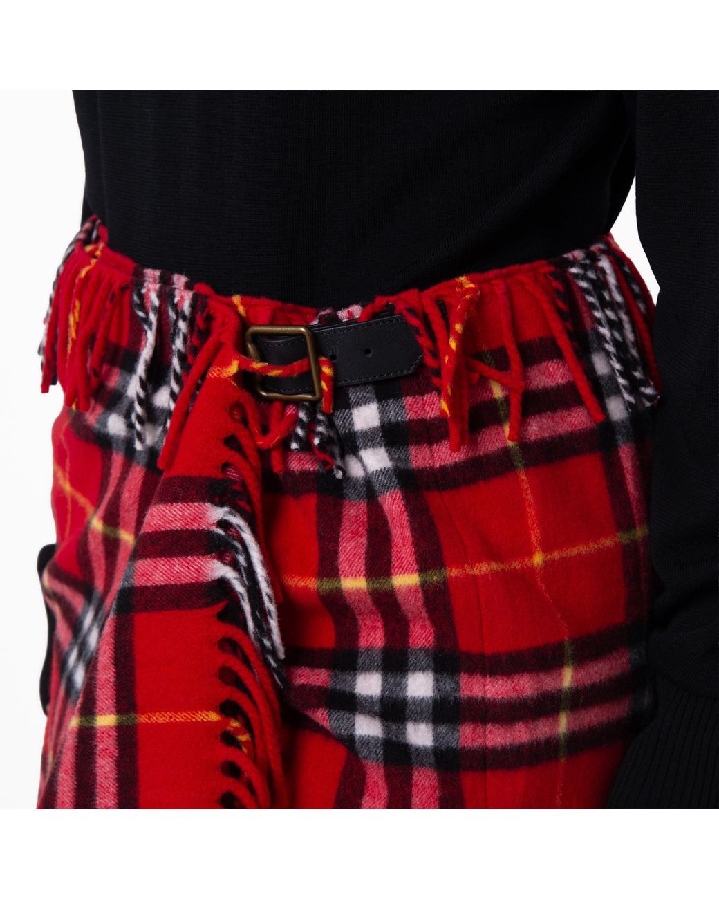 Burberry Red Check Wool Cashmere Scarf Skirt for men