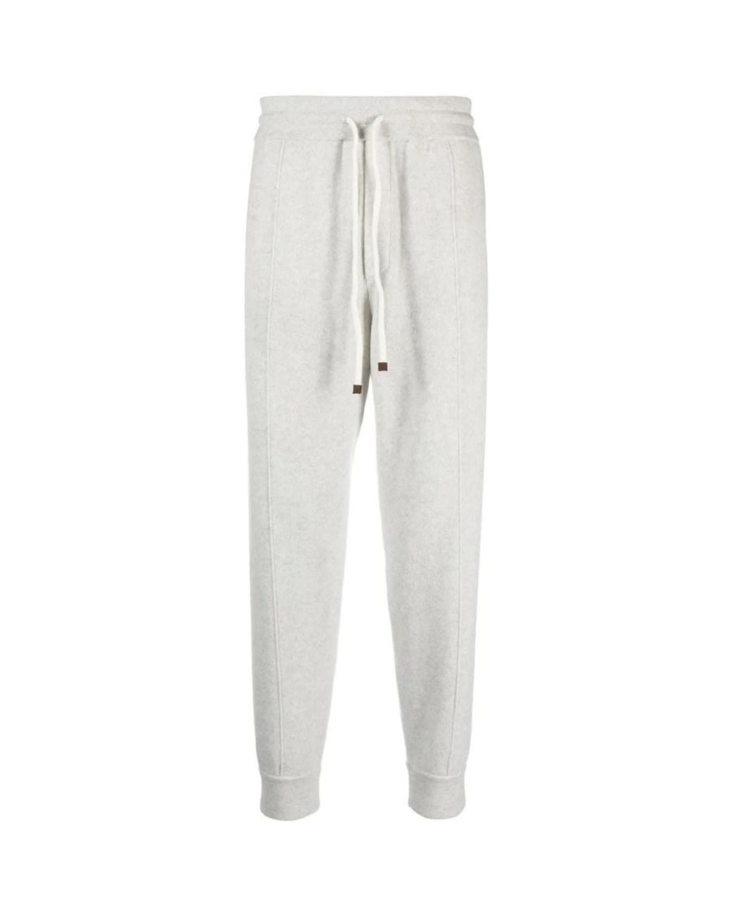 Brunello Cucinelli Gray Light Drawstring Jogger Trousers, Size Large for men