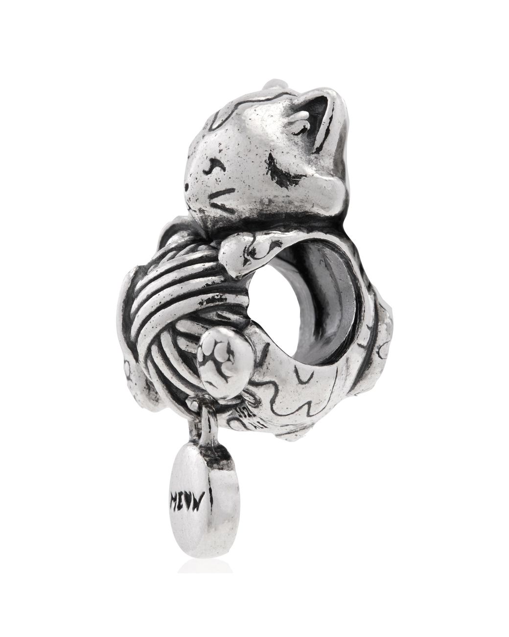 Pandora White Kitten And Yarn Ball Sterling Charm for men