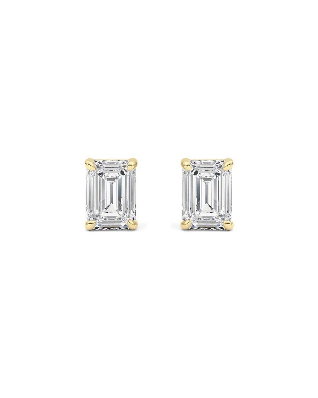 Mure And Co Metallic 2Ctw Emerald Shaped Lab Grown Diamond (F/Vs) Stud Earrings for men