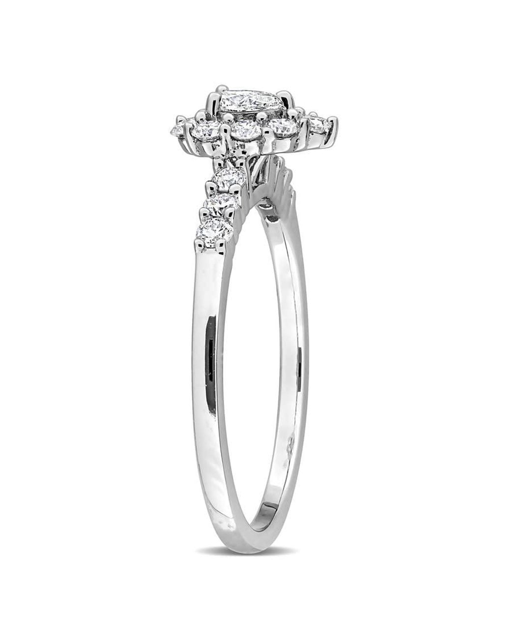 Created Forever Metallic 1/2Ct Tw Pear-Shaped And Round-Cut Lab-Grown Diamond Halo Engagement Ring for men