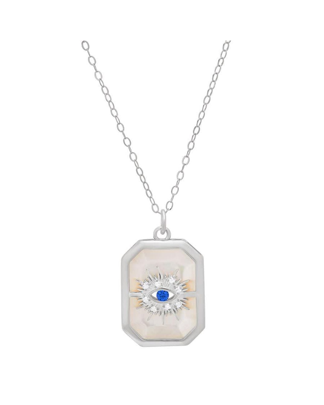 Kylie Harper White Sterling Mother Of Pearl & Cz Evil Eye Medallion Pendant for men