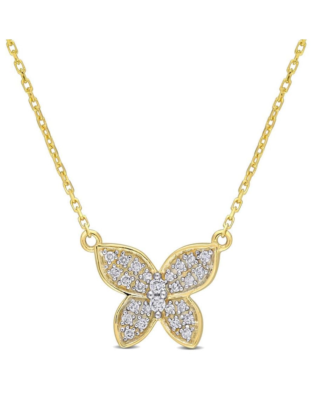 Amour Metallic 1/8 Ct Tw Diamond Butterfly Pendant With Chain for men