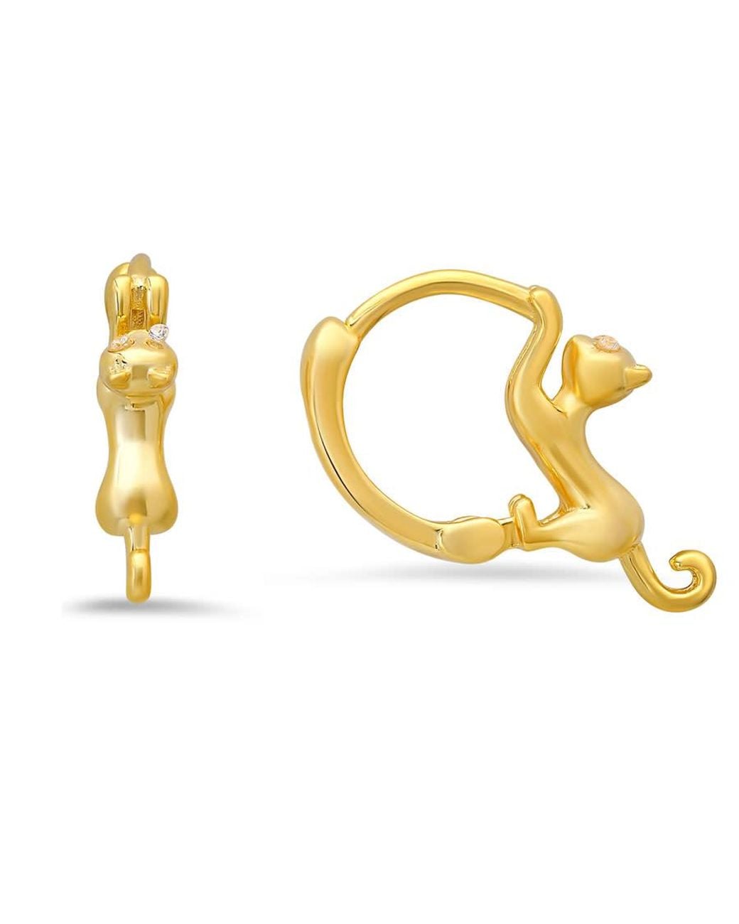 Kylie Harper Metallic 14K Over Kitty Cat Hoop Earrings for men