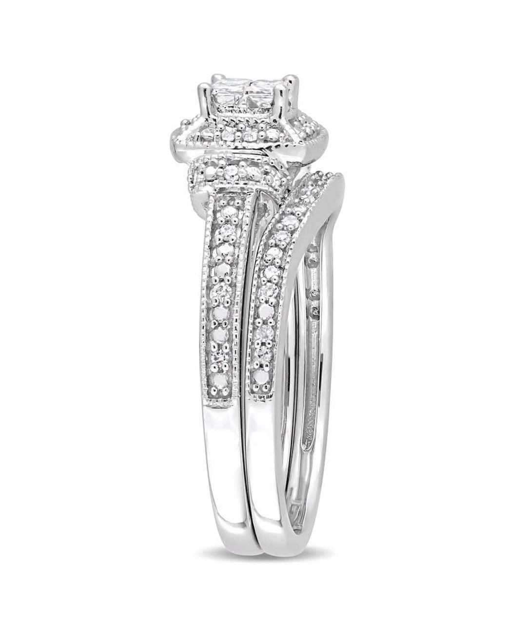 Amour Metallic 1/3 Ct Tw Diamond Halo Vintage Bridal Set for men