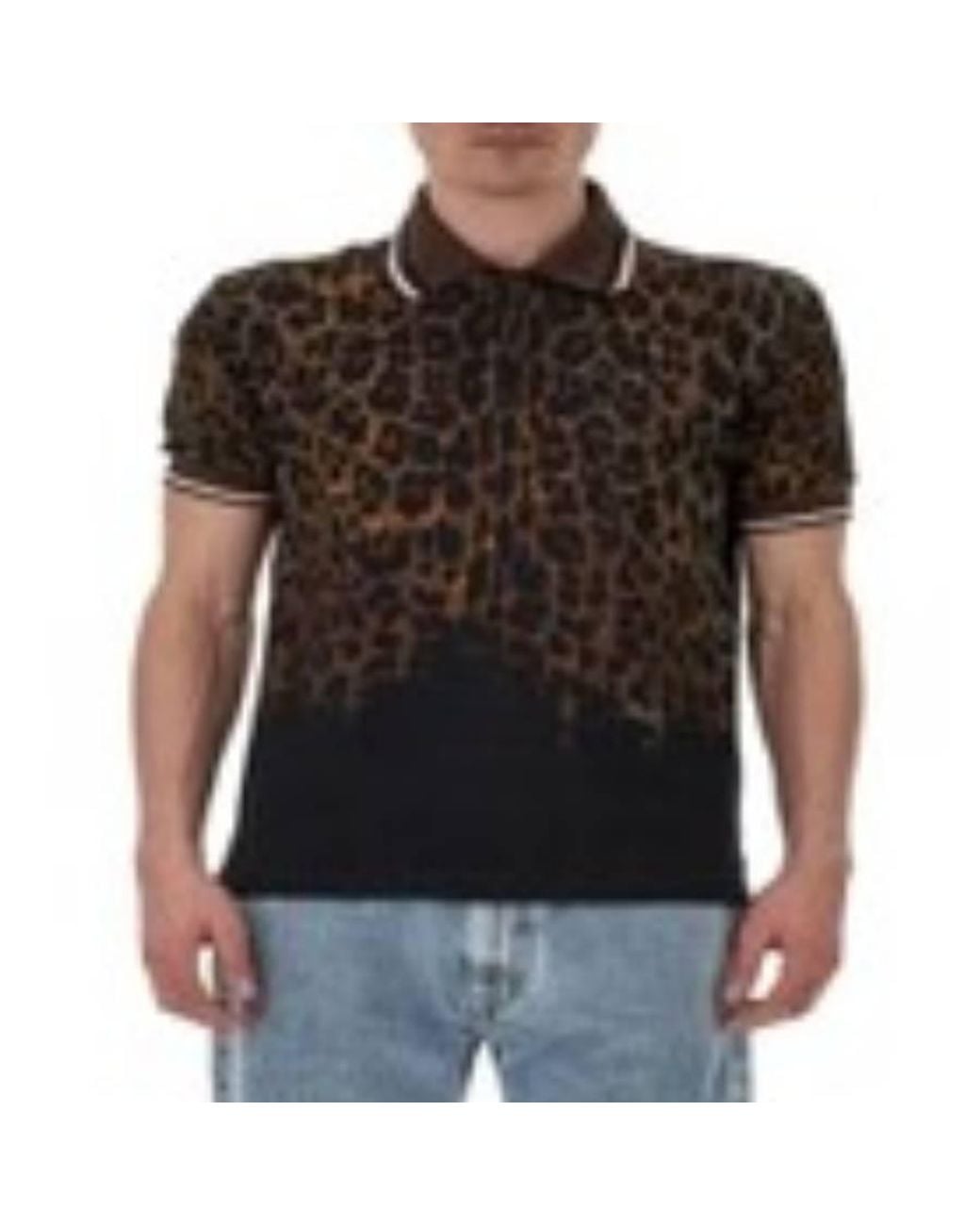 Roberto Cavalli Black Leopard Print Polo Shirt for men