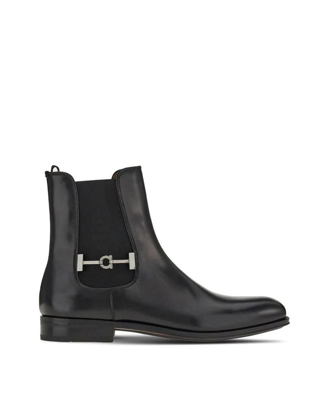 Ferragamo Black Buckled Chelsea Boots for men