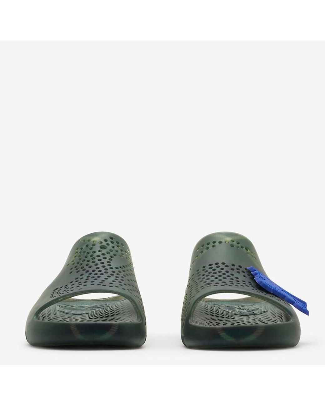 Burberry Green Check Rubber Stingray Slides, Brand Size 42 Us for men