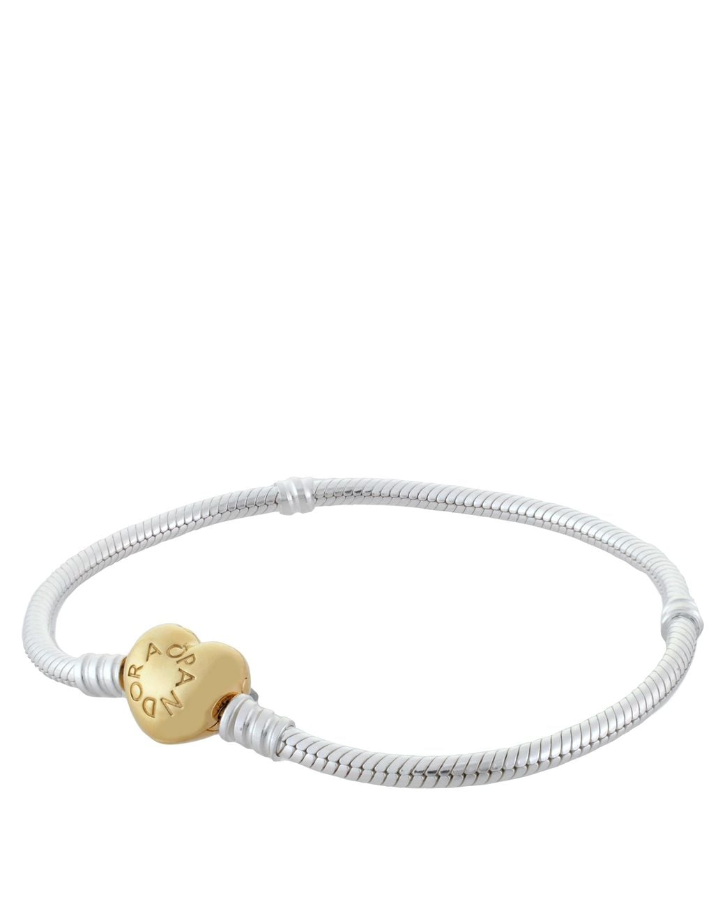 Pandora Metallic Heart Clasp Snake Chain Bracelet for men