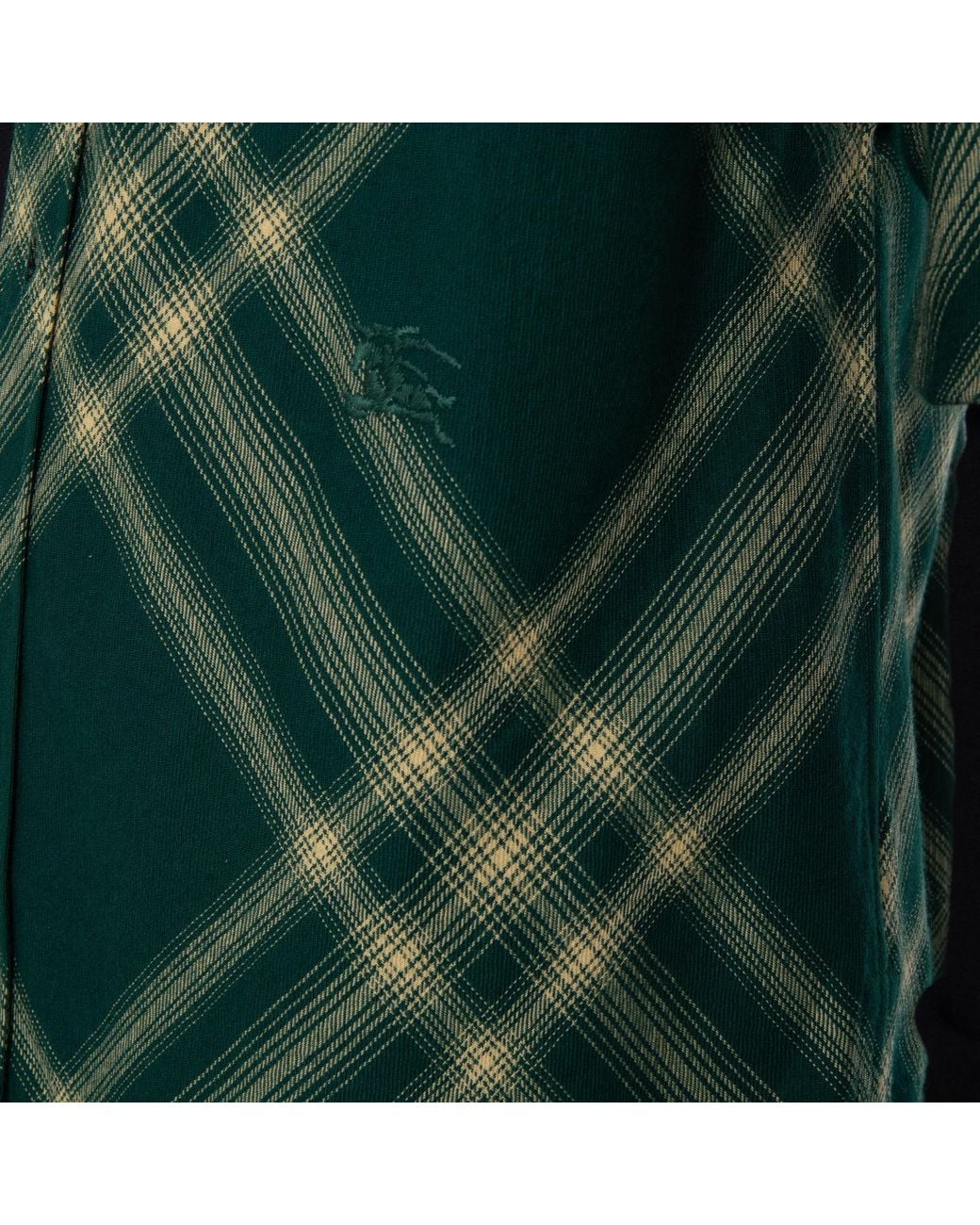 Burberry Green Ekd Check Print Wool Shirt for men