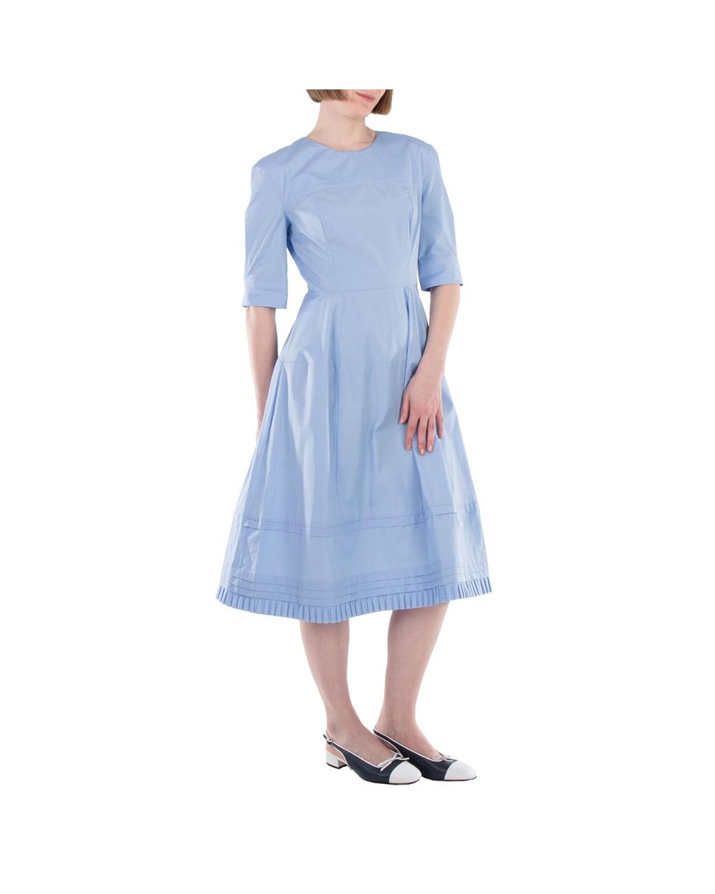 Marni Blue Iris A-Line Midi Dress, Brand Size 42 Us Size 10