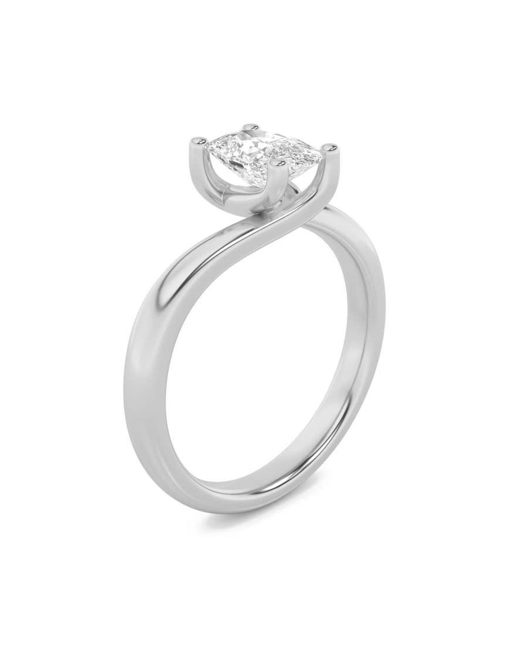 Mure And Co Metallic 1Ctw Elongated Cushion Shaped Lab Grown Diamond (F/Vs) Bypass Shank Engagement Ring for men