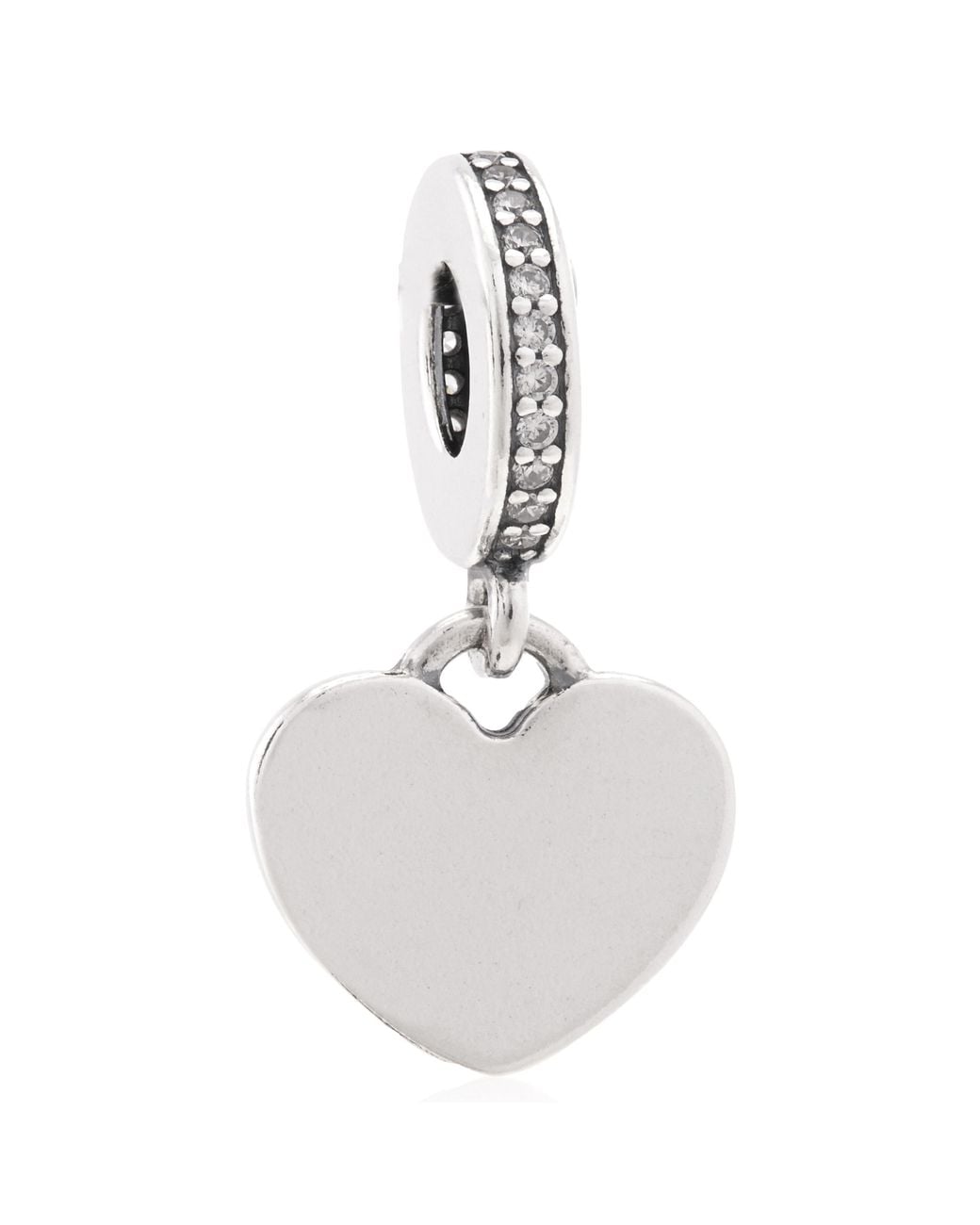 Pandora White Ladies Engravable Heart Tag Dangle Charm for men