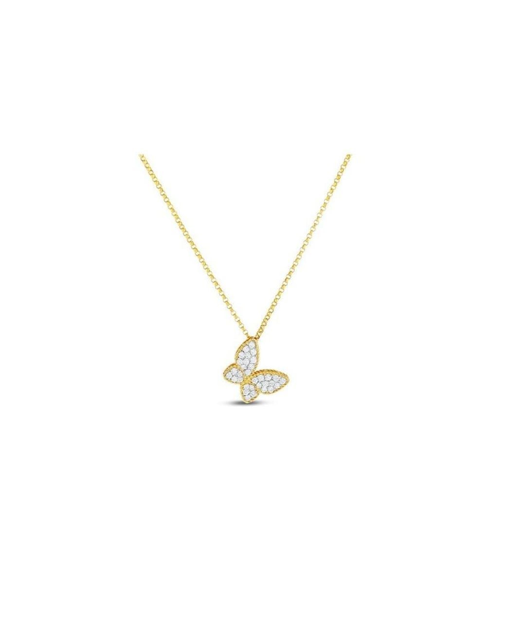 Roberto Coin Metallic Two Tone Diamond Butterfly Charm Necklace for men