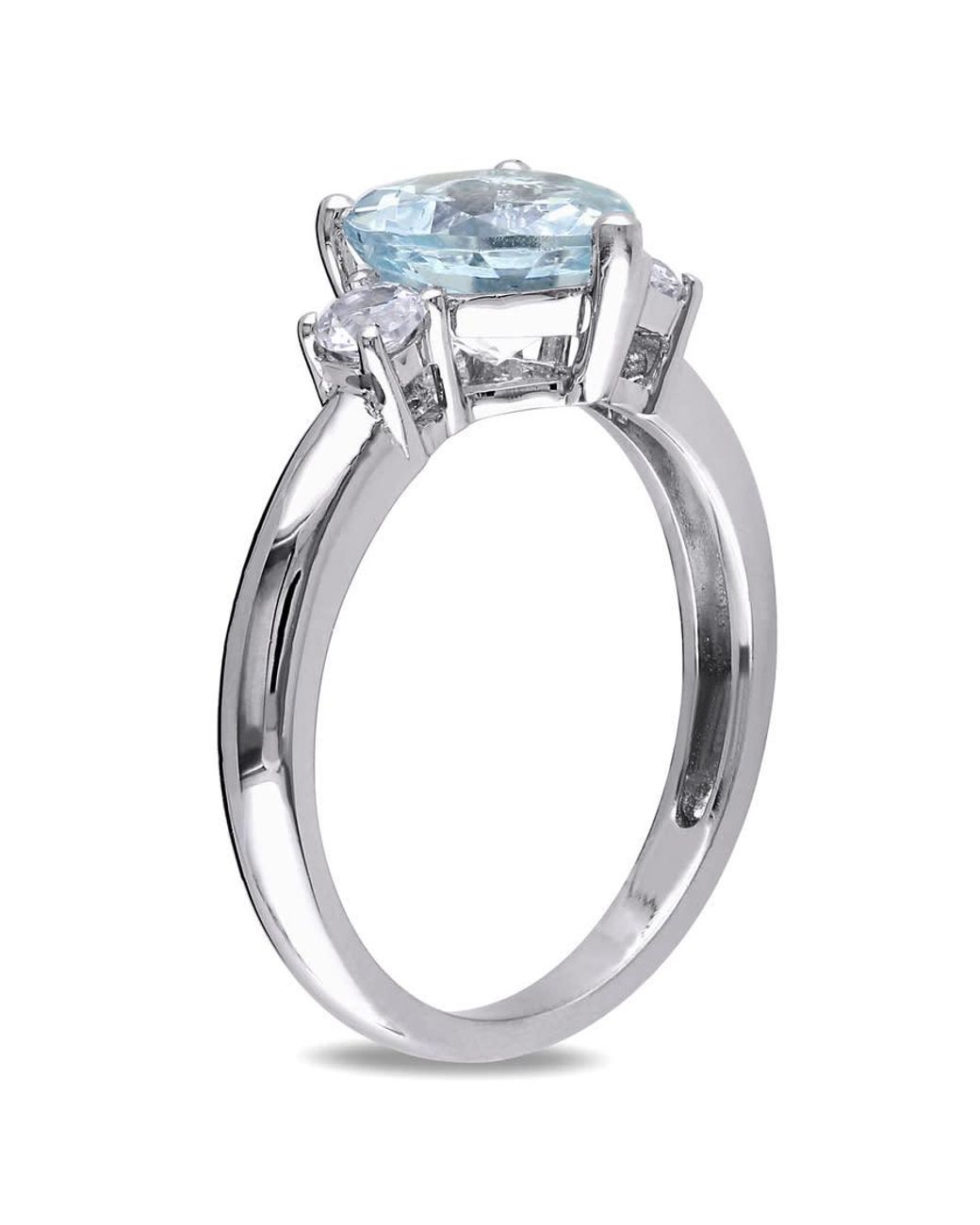 Amour Blue Aquamarine And Created Sapphire Heart Ring for men