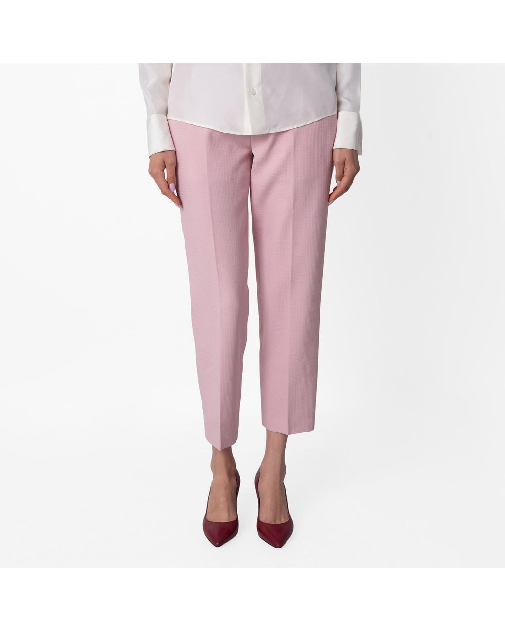 Burberry Pink Press Creased Straight Leg Trousers, Brand Size 4 Us