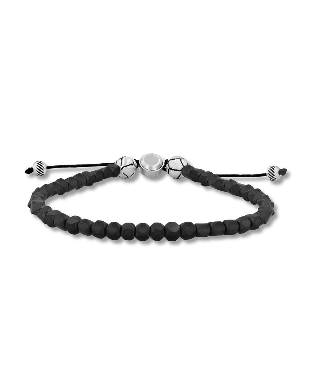 Robert Alton Gray Hematite Bead Bolo Bracelet for men