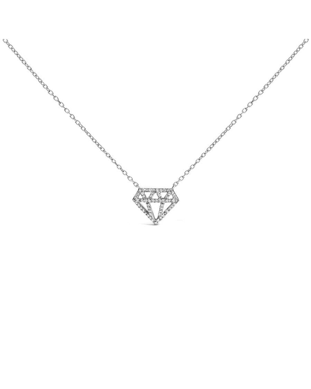 Haus of Brilliance Metallic Sterling 1/6 Cttw Diamond Shaped Diamond Pendant Necklace for men