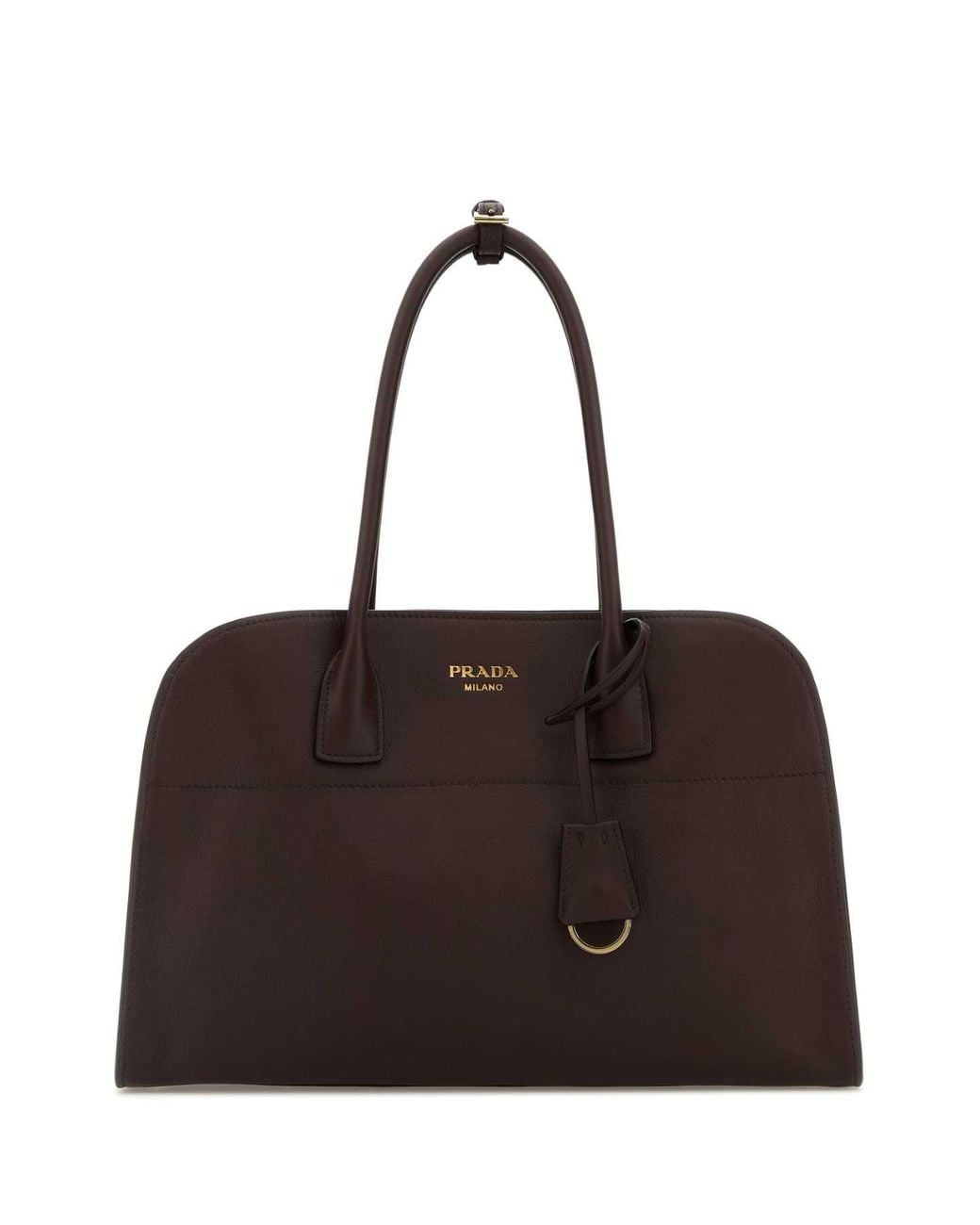 Prada Brown Aubergine Leather Medium Shopping Bag