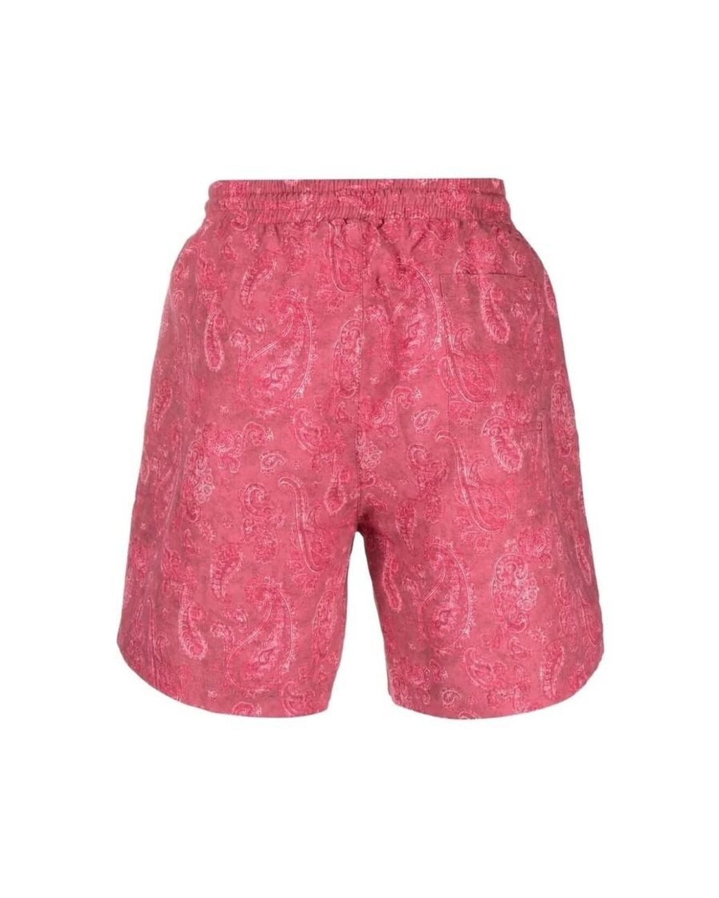 Brunello Cucinelli Pink Raspberry Paisley Tailored Shorts, Size Small for men