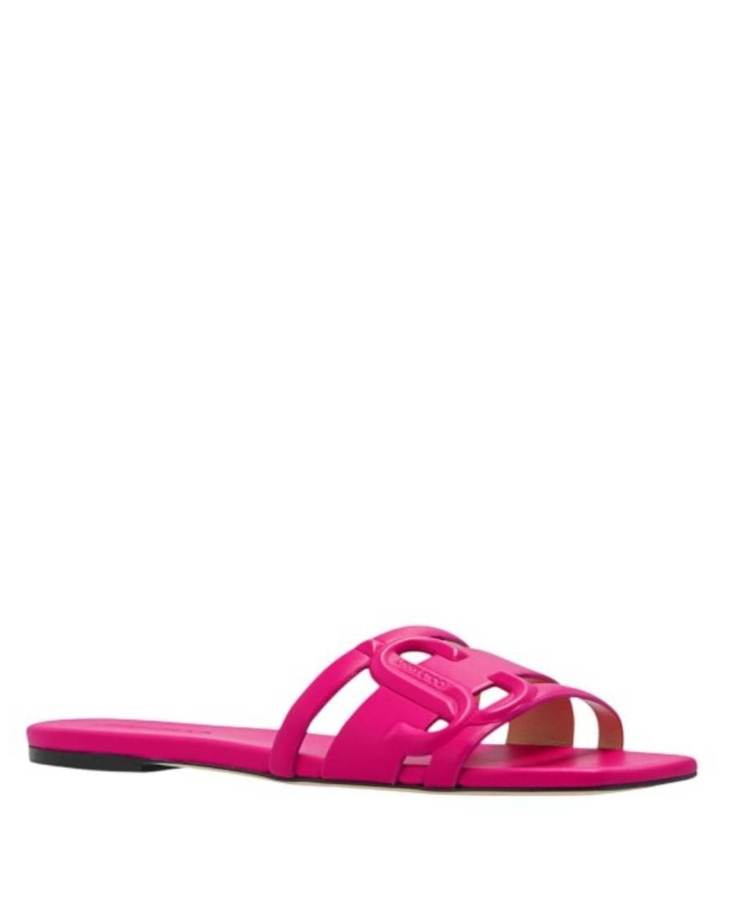 Jimmy Choo Pink Laran Nappa Leather Slides, Brand Size 35 Us