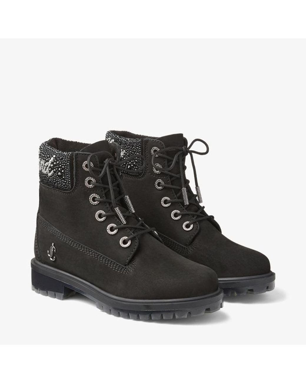 Jimmy Choo Black X Timberland 6-Inch Crystal Cuff Boots