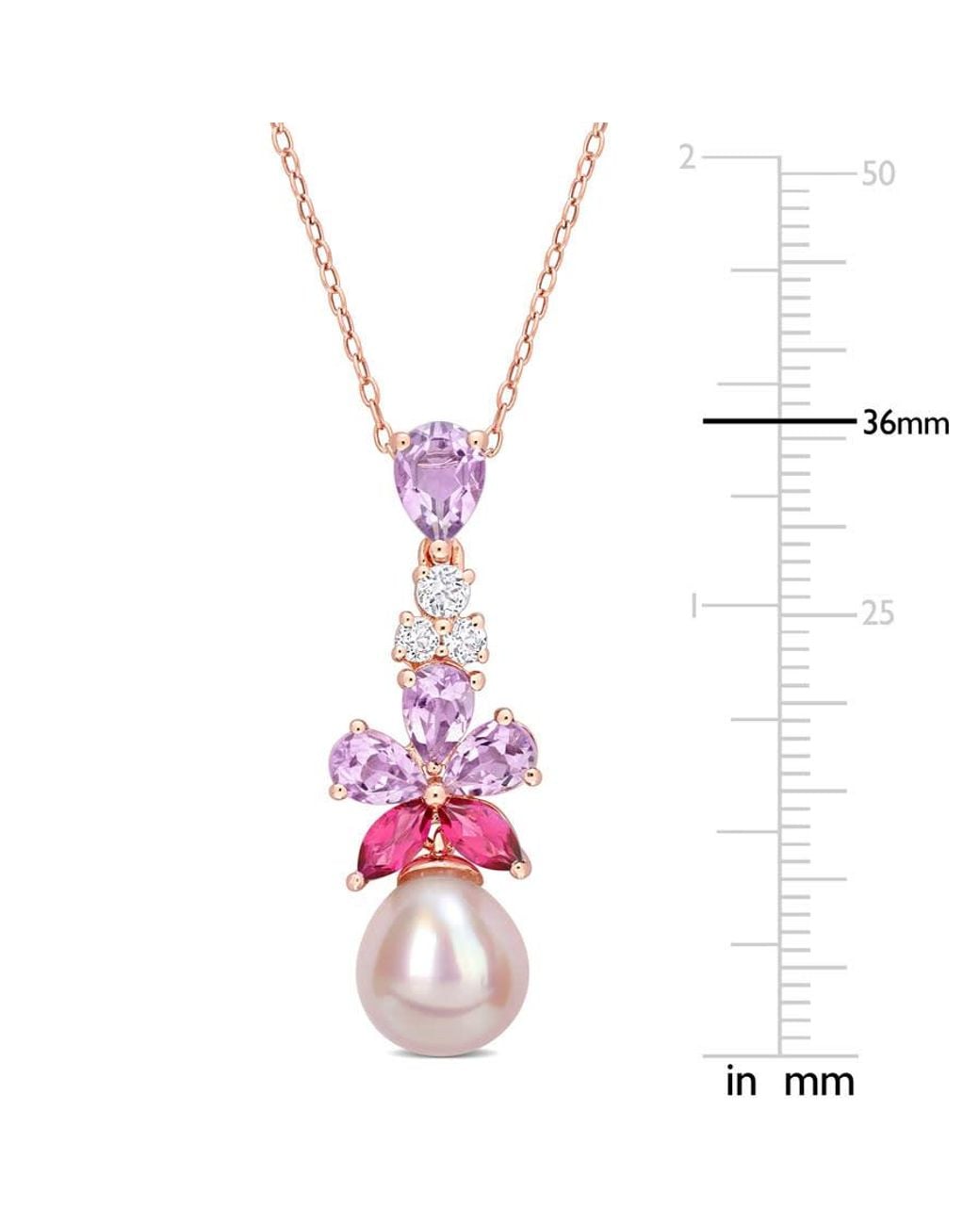 Amour Pink 9.5-10Mm Freshwater Cultured Pearl 2 3/8 Ct Tgw Rose De France And And Topaz Floral Drop Pendant for men