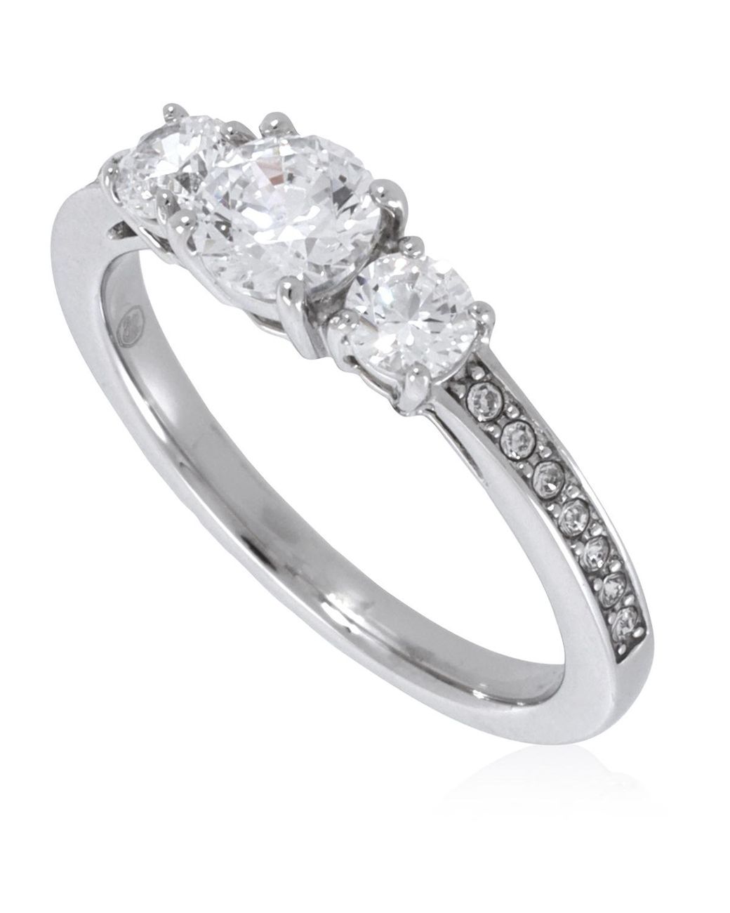 Swarovski Metallic Tone Round Cut Attract Trilogy Ring, Size 60 for men