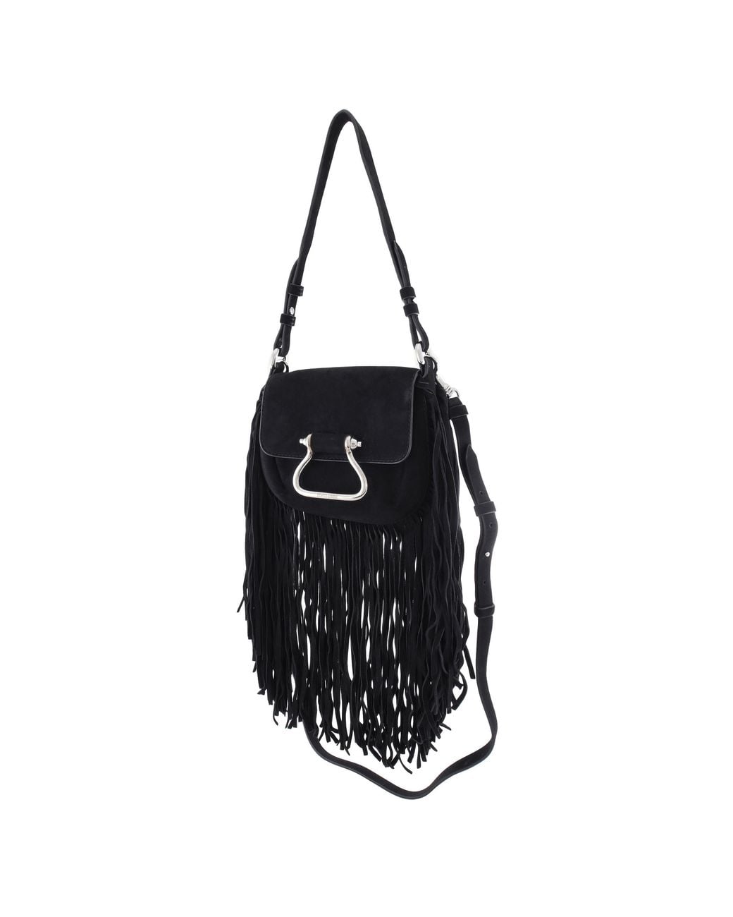 Roberto Cavalli Black Fringe Bucket Bag for men