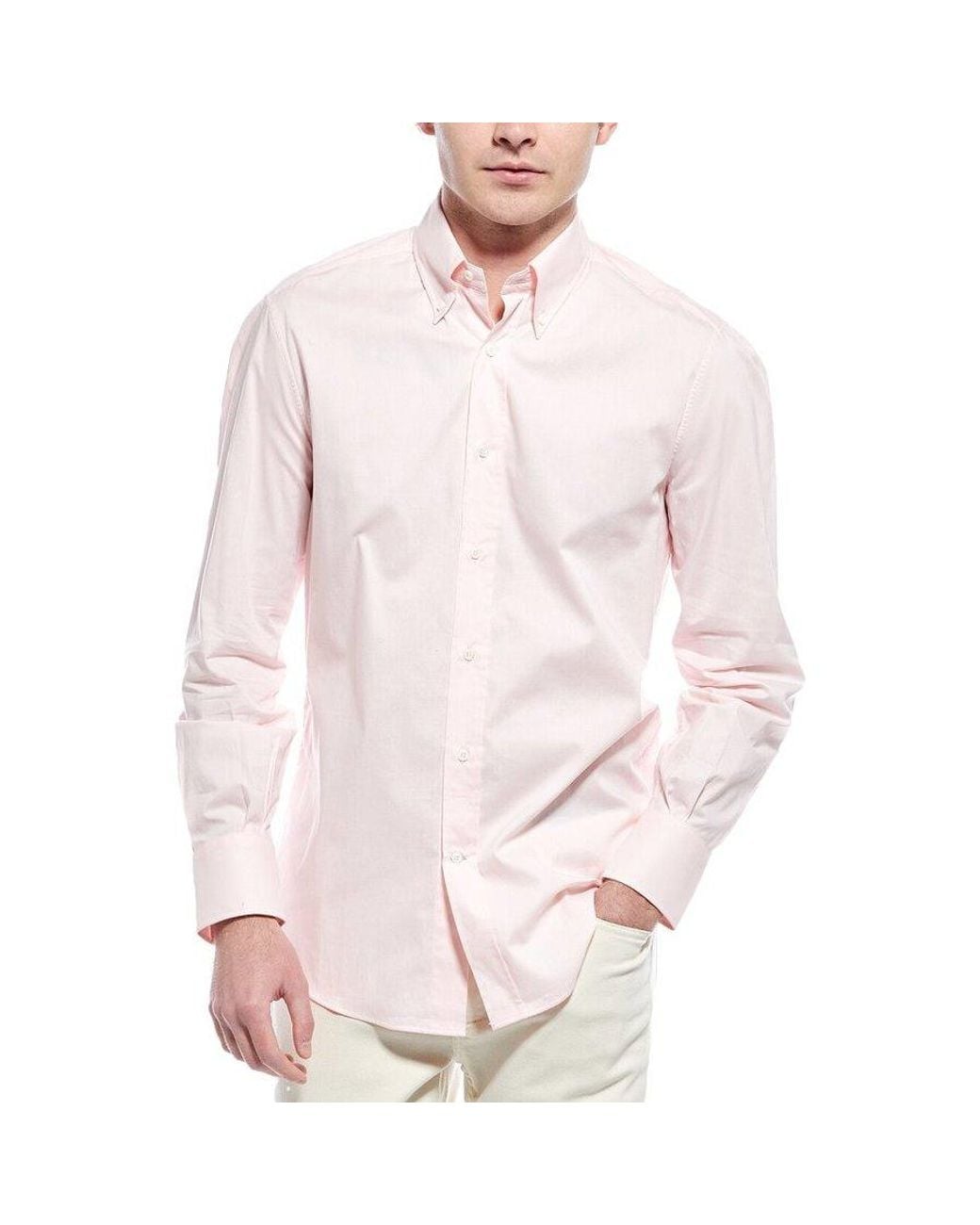 Brunello Cucinelli Pink Flamingo Button-Up Shirt, Size X-Small for men