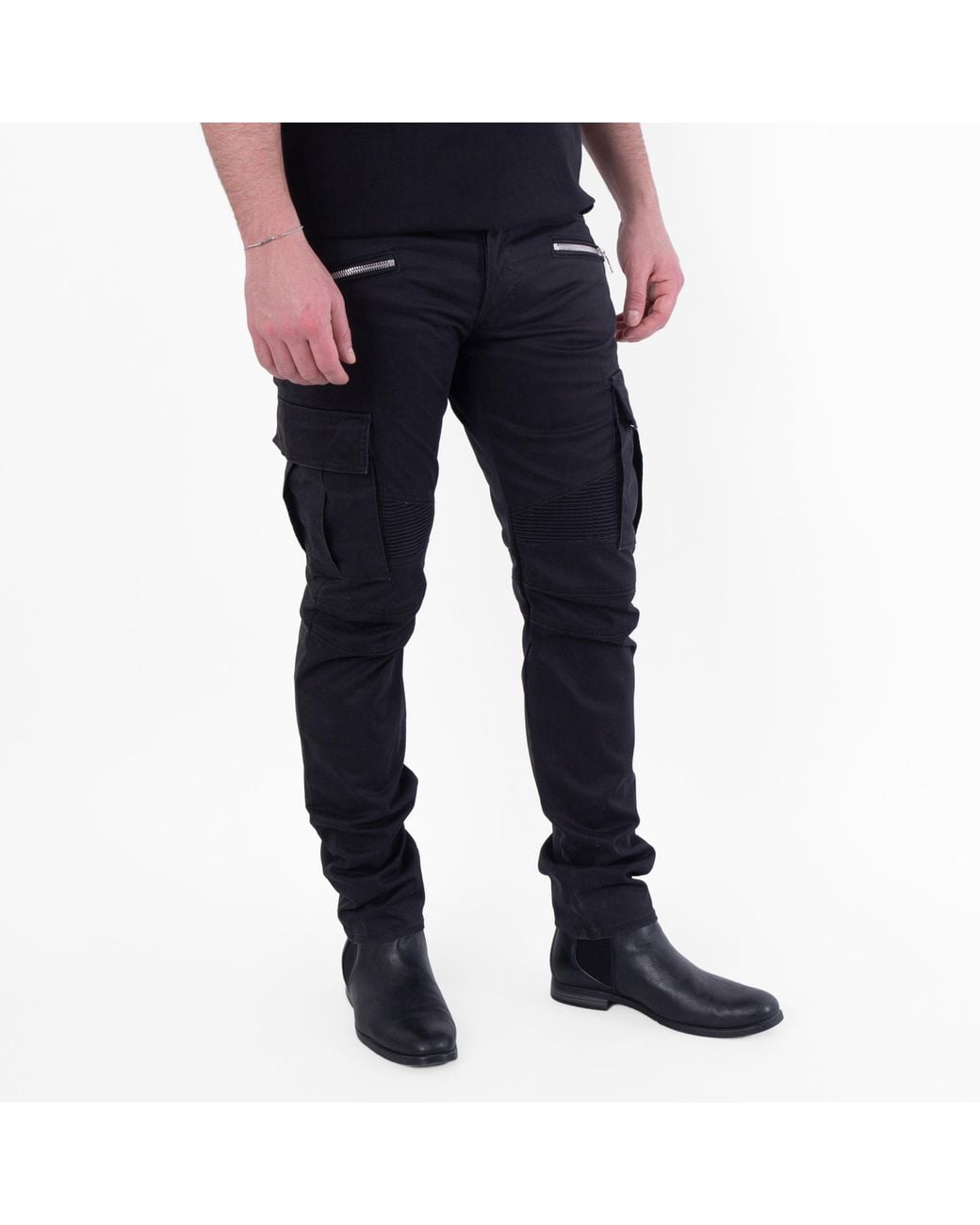 Balmain Blue B Embossed Cotton Cargo Jean for men