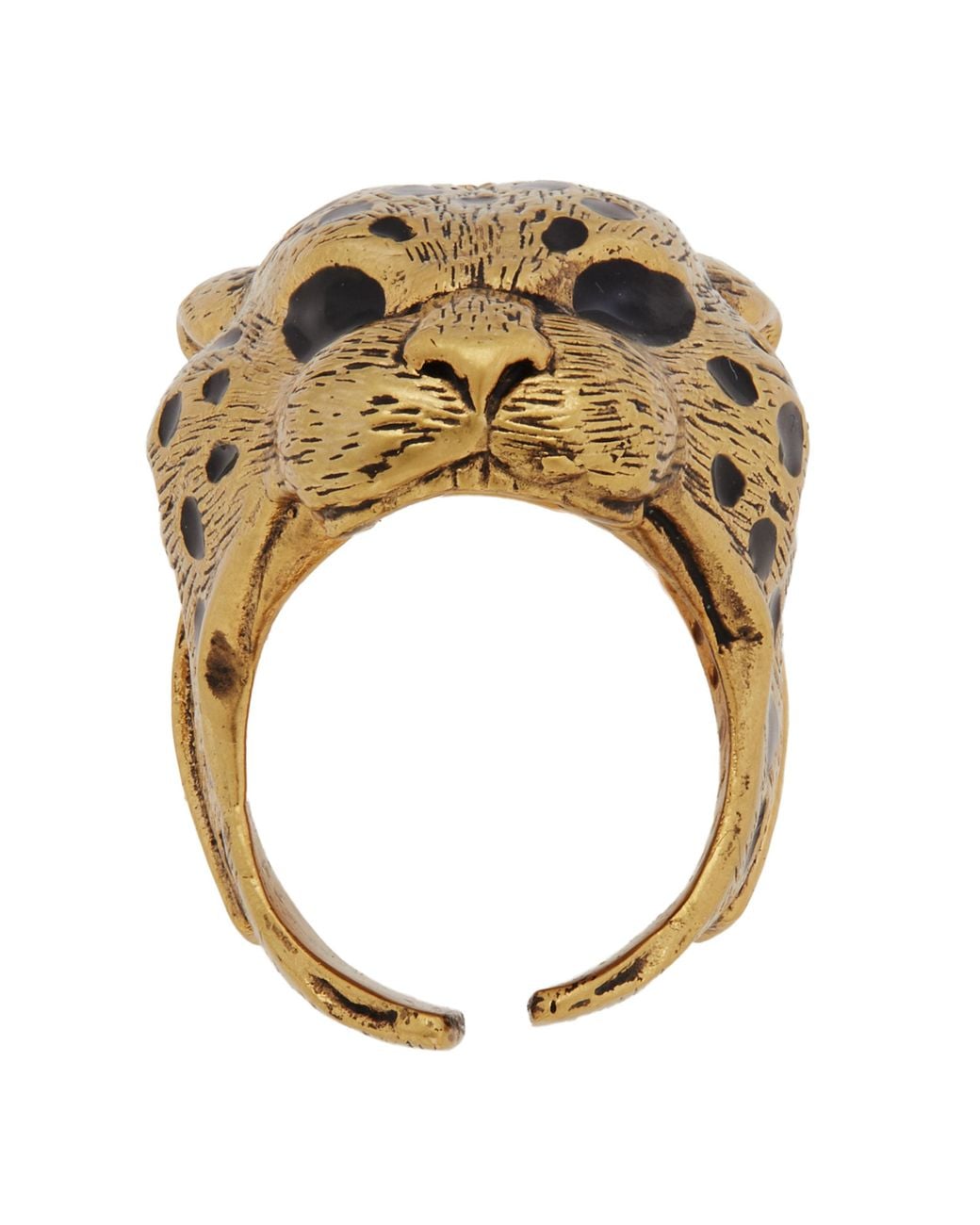 Roberto Cavalli Metallic Tone Crystal Panther Head Ring for men