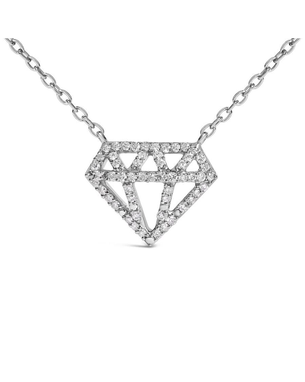 Haus of Brilliance Metallic Sterling 1/6 Cttw Diamond Shaped Diamond Pendant Necklace for men