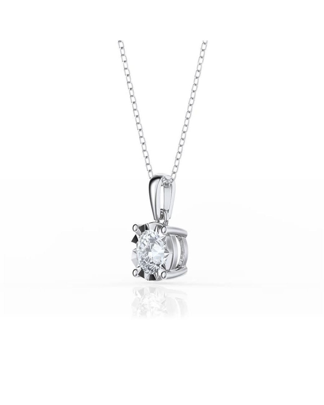 Brilliant Diamond Metallic 1 Carat Solitaire Lab Grown Diamond Pendant Necklace For for men