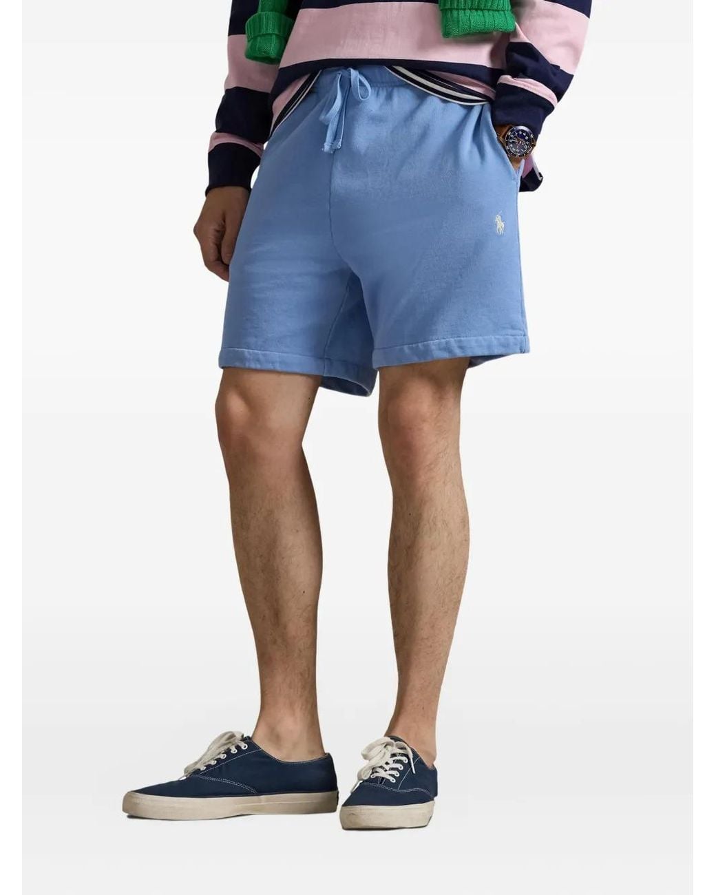 Polo Ralph Lauren Blue Loopback Fleece Shorts for men