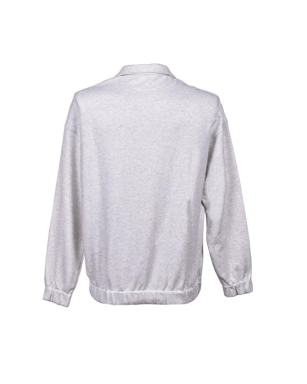 Brunello Cucinelli Gray Pearl Quarter-Zip Sweatshirt, Size Small for men