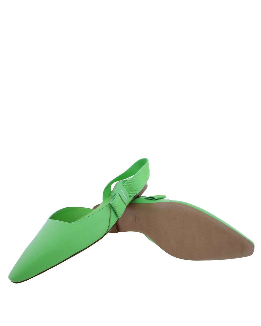 Ferragamo Green Vania Vara Bow Slingback Ballet Flats